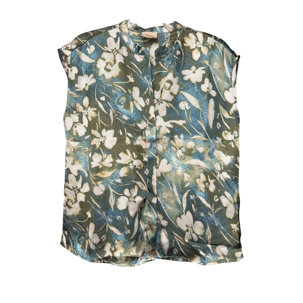 Ellie Tahari Women S/P Sleeveless Floral Artsy Top Office Work Business Softgirl